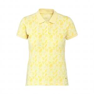 <b>Women's</b> Yellow Floral Printed <b>Polo</b> Shirt Short Sleeve Casual Knitted 100% Cotton Breathable Regular Fit <b>Polo</b> Shirt For <b>Women</b> - Product Image 1