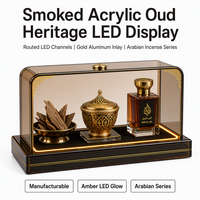 Vitrine de comptoir en acrylique fumé usiné CNC avec éclairage LED pour parfums Oud et encens