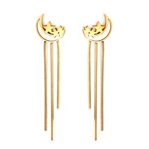 Pendientes de Acero Inoxidable con Colgante de Estrella y Corazón, Resistentes al Agua, con Borlas Largas de Zirconia y Arcilla Polimérica para Mujer - Product Image 5