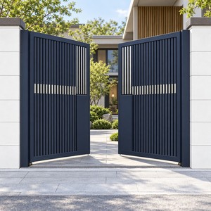 Puerta de Patio Plegable Automática Personalizada de Aluminio sin Rieles de Zhanjiang, Puerta de Seguridad y Privacidad con Lamas Verticales para Entrada de Vehículos de Villas - Product Image 3