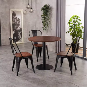 Cina fabbrica diretta fatta a buon mercato durevole in legno metallo caffè sedie e tavoli ristorante sedie tavoli per la vendita - Product Image 3