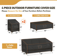 Housse de protection pour canapé de jardin en tissu Oxford imperméable et anti-poussière avec sangles élastiques