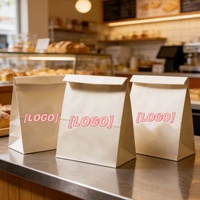 Sacs en papier kraft brun biodégradables et compostables, étanches, de qualité alimentaire, à fond plat, pour biscuits, chips, sacs en papier pour le déjeuner