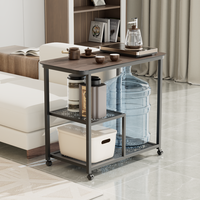 Table d'appoint multifonctionnelle en verre trempé à grain de noyer noir avec structure en métal moderne, idéale pour les petits espaces