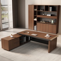 Bureau de direction modulaire en L extensible de luxe moderne, conception à panneaux, base mobile, montage facile, pour usage domestique et commercial, en bois