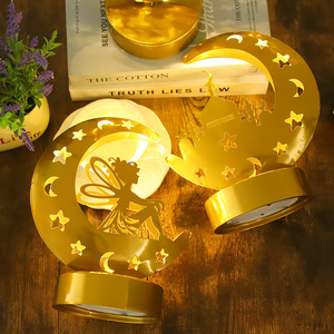 Lanterne Eid Mubarak, Luce Notturna Islamica, Ornamento da Tavolo Musulmano, Stelle e Luna, Luci Decorative per Feste Eid Mubarak per Arredamento Casa - Product Image 4