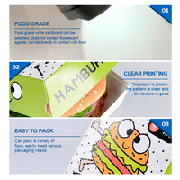 Caja para Hamburguesas Personalizada al por Mayor, de Cartón Resistente a la Grasa, Desechable, de Grado Alimenticio, para Comida para Llevar, Impresa con el Logotipo del Restaurante