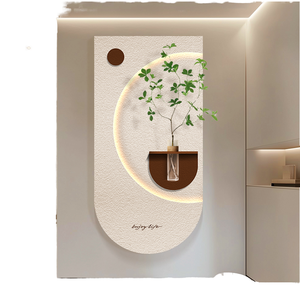 Vase <span class=keywords><strong>mural</strong></span> moderne Art Déco en LED, texture de grès blanc, élégant, 3D, élégant, décoration murale pour la maison, panneau <span class=keywords><strong>mural</strong></span> suspendu - Product Image 1