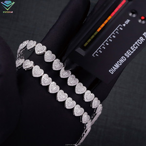 Pulsera/collar de cadena cubana con forma de corazón, corte brillante redondo, chapado en oro de 18 quilates, plata 925, certificado GRA, moissanita VVS, estilo hip hop. - Product Image 5