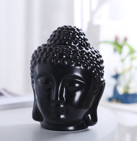 Diffuseur de parfum en céramique en forme de tête de Bouddha blanc et noir 10,3*13,5 cm, lampe à huile essentielle, brûleur d'encens