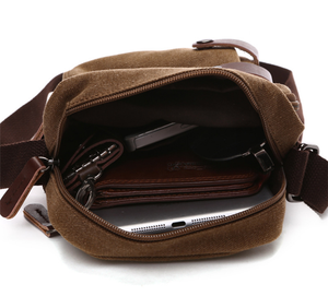 Portafoglio da viaggio Vintage coreano piccola borsa a <span class=keywords><strong>tracolla</strong></span> in tela con cerniera in tinta unita in pelle stile postino Mini spalla - Product Image 3