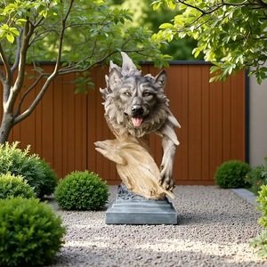 Estatua de busto de lobo realista, escultura de Animal de resina para decoración de interiores y hogar, figurita artística con temática marina para regalos - Product Image 2