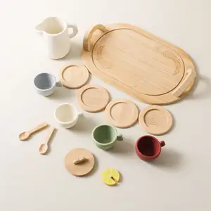 Montessori Toy Educational Kinder Silikon Küche und Tee Set Pretend Play Toy Dishes