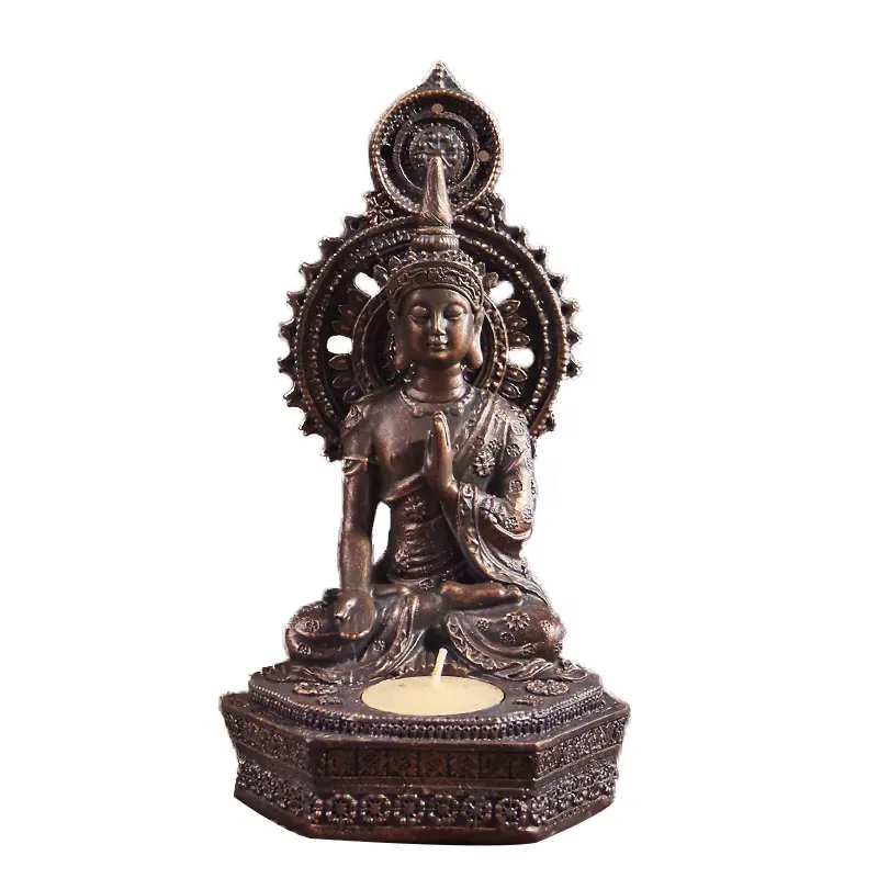 Estatua de resina hecha a mano para decoración del hogar, escultura de Buda, soporte de vela, regalo para el hogar y la Oficina, Decoración de mesa