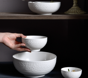 ชุดชามเซรามิคสไตล์โบฮีเมียนแบบใหม่ ลายนูน  รักษ์โลก สีพื้นเรียบง่าย สำหรับก๋วยเตี๋ยว สลัด ข้าว  ปรับแต่งได้ - Product Image 5