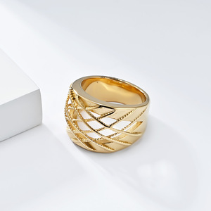 European American French Style 18K Gold Plated <b>Titanium</b> Steel <b>Ring</b> Women Geometric Design Daily Wear Fashion Jewelry - Product Image 3