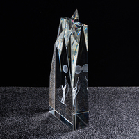 Trophée de golf en cristal K9 étanche et poli avec gravure 3D et sommet en étoile, récompense de luxe pour événements sportifs