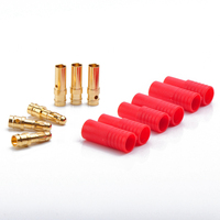 Connecteurs plaqués or Amass 3.5mm de haute qualité Fiche banane 3.5mm mâle à femelle avec gaine de boîtier rouge pour batterie Lipo