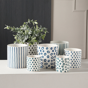 <span class=keywords><strong>Maceta</strong></span> de cerámica de arte geométrico nórdico para flores, diseño creativo multicolor, simple, pequeña, para sala de estar y balcón - Product Image 2