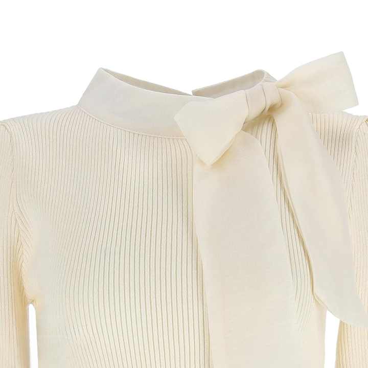 Ladies Bibi Buttoned Crew Neck Sweater Knit Top - Brown main image 1