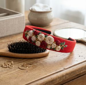 Premium Cloth Wrapped Headband with 3D Embroidered Flowers, Trendy <b>Girls</b> <b>Hair</b> Hoop <b>Accessory</b>, Comfortable Non Slip Fit - Product Image 4