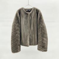 Manteau court en fausse fourrure de vison rayé pour femme, couleur personnalisable, col rond, boutons-pression invisibles, chaud et élégant