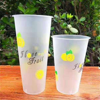 Gobelet en plastique givré personnalisable avec logo, diamètre 90 mm, 12, 16, 20, 24 oz, pour thé au lait, café glacé, avec couvercle – Vente en gros