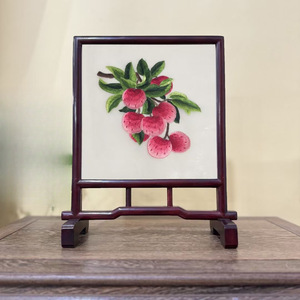 Obra de arte de bordado de Suzhou, adorno cuadrado de seda hecho a mano con pájaros y flores para decoración de sala de estar y dormitorio - Product Image 3