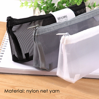 Foska Nylon Net Fil Facile et Simple Étudiant Bureau Crayon Sac avec Fermeture Éclair Lisse Grande Capacité Crayon Cas De Stockage