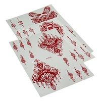 Conception de tatouage en dentelle temporaire vermillon indien transfert d'eau autocollants de tatouage au henné matériel de papier d'art corporel pour la main arrière
