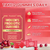 Gummies Probiotiques Véganes Sans Sucre à la Pectine, Saveur Canneberge Naturelle, 5 Milliards de CFU, pour la Santé Vaginale des Femmes, Marque Blanche en Gros