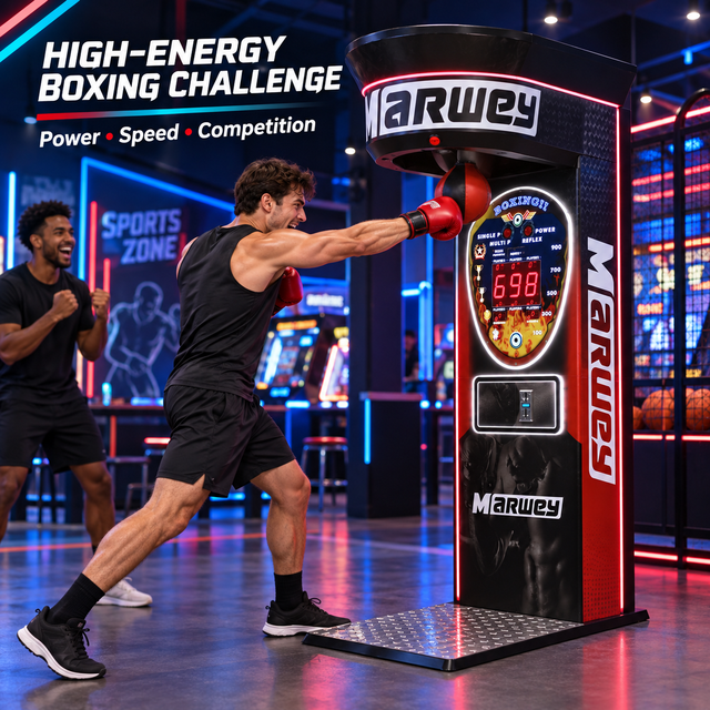 Marwey Coin Operated Sport Arcade Boxing Game Machine Big King Kick Punching Fire Boxing Machine