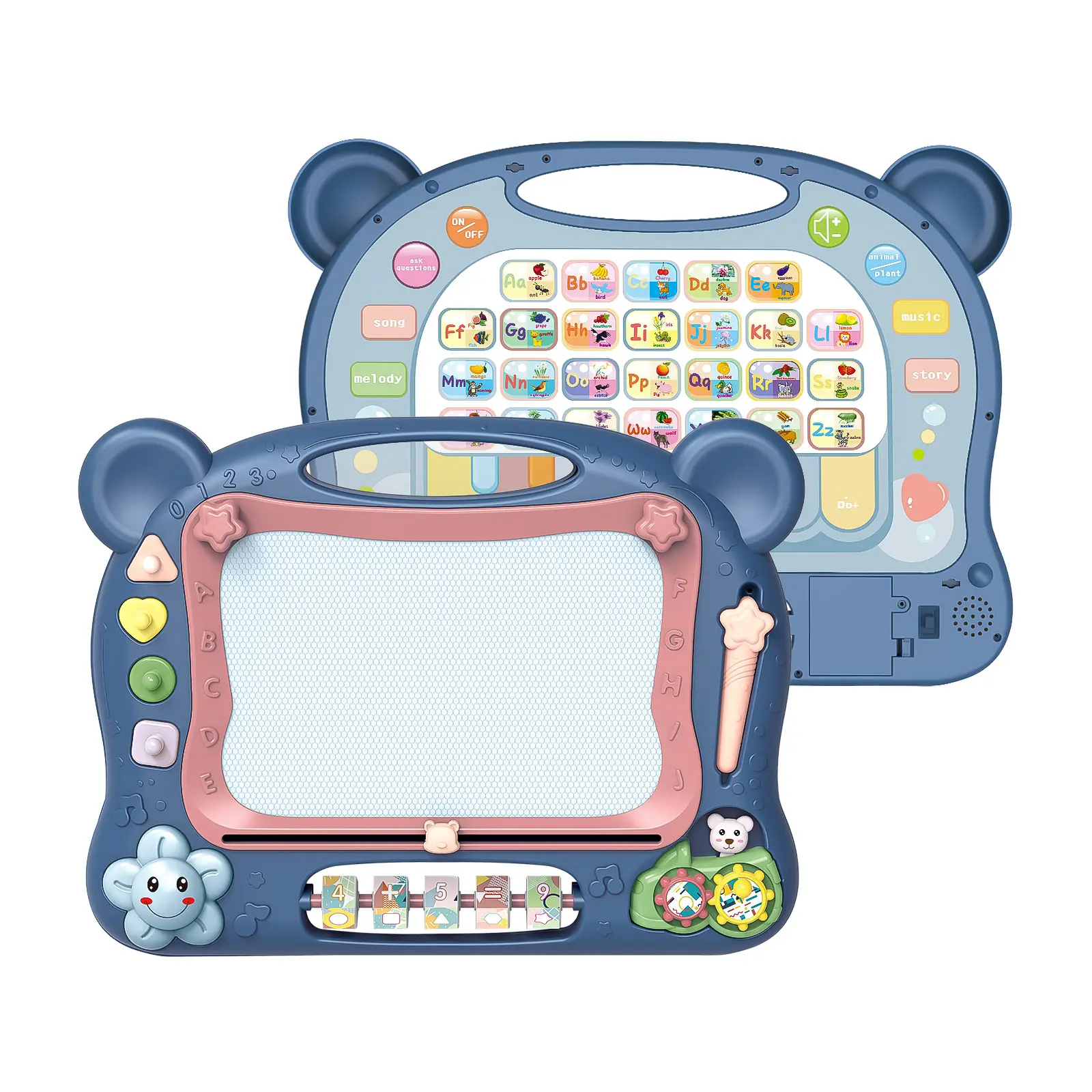 Placa musical para crianças, tablet colorida apagável de escrita, alfabeto, bluetooth, para aprendizagem, desenho magnético