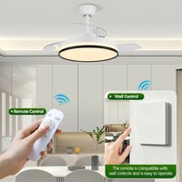 Ventilateur de plafond rétractable moderne de 42 pouces avec télécommande, moteur DC tout en cuivre, pales invisibles, ventilateur-lustre pour la maison
