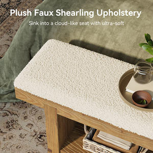 <span class=keywords><strong>Banco</strong></span> acolchado para pie <span class=keywords><strong>de</strong></span> cama Tribesigns <span class=keywords><strong>de</strong></span> 47 pulgadas, <span class=keywords><strong>de</strong></span> madera maciza estilo rústico con estante <span class=keywords><strong>de</strong></span> almacenamiento, asiento para dormitorio - Product Image 3