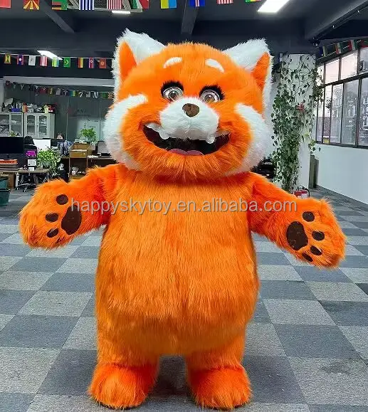 Disfraz de Mascota de mapache de zorro Panda rojo, Popular vestido de fiesta, disfraz de mascota gigante inflable para adulto