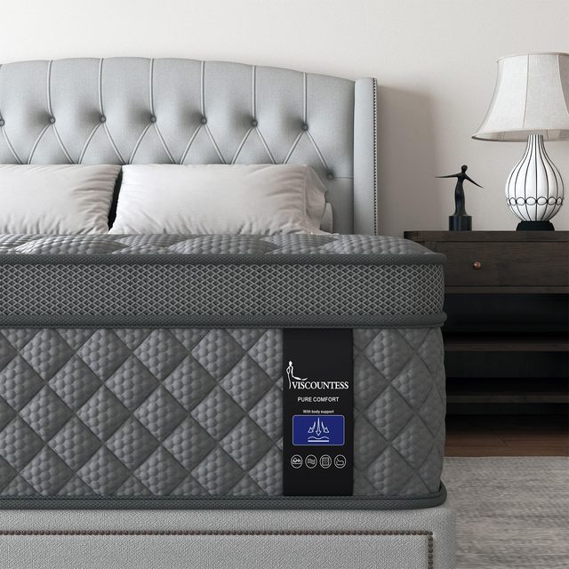 Queen Hybrid Memory Foam Mattress Breathable Comfort High-Density Support Foam Pressure Relief Eco-Friendly Hotel Use 10-Year