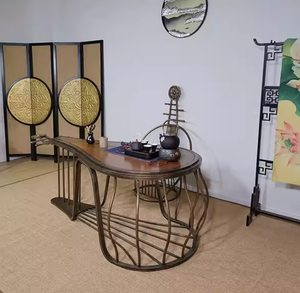 Table à thé, bois massif, fer forgé, pipa, table vintage, table basse et chaise assorties, table à thé Zen, balcon, table à thé - Product Image 3