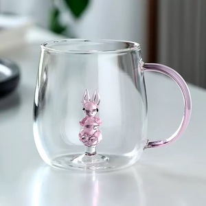 Tasse à thé en verre 400-500 ML haute teneur en borosilicate tasses avec mignon petits animaux cadeau tasse à thé en verre personnaliser Logo - Product Image 3