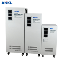 Stabilisateur de tension automatique triphasé 10KVA AVR pour ligne de production industrielle, entrée 300V à 450V, écran LCD, garantie et support