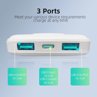 Conception de logo personnalisé Batterie Li-polymère 10000 mAh 12W Double sortie Banque d'alimentation portable avec USB Type C
