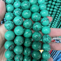 Perles de pierre turquoise bleue lisse naturelle Gemstone Howlite perles accessoire pour la fabrication de bijoux couleur bleue 15"