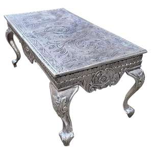 Juego de Mesa de Comedor o Mesa Central de Alta Calidad, Estilo Clásico Real de Oriente Medio, Elegante Mesa de Comedor de Metal Plateado - Product Image 3