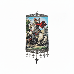 Decoración de Pared de 20 Cm con Tela Tejida Turca con Icono Cristiano Ortodoxo y Católico (San Jorge) de Turquía - Product Image 2