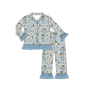 Pyjama personnalisé pour filles automne-hiver, imprimé camouflage chasse, haut boutonné à manches longues et pantalon, vêtements de détente pour enfants - Product Image 4