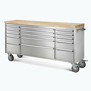 Hyxion عربات يدوية الفولاذ المقاوم للصدأ 72 بوصة صندوق أدوات المطاط الخشب العمل أعلى مع الاستخدام المنزلي - Product Image 2