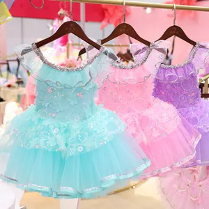 P0023 New Arrival Ballet Tutu Meisjes Fancy Podiumdancewear Bloemenpatroon Kinderfeestkostuums