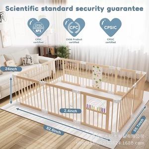Corralito de madera para bebés, plegable, de madera maciza, para uso doméstico, seguro para niños pequeños - Product Image 4
