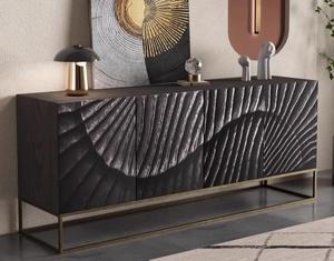 ตู้ข้างอิตาลีหรูหราไฟไม้เนื้อแข็งแกะสลักหรูหราทันสมัยดีไซน์สร้างสรรค์ตู้ทางเข้าสีดำ - Product Image 2