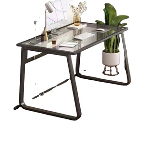 화이트 현대 인체 공학적 컴퓨터 책상 사무실 건물 홈 스터디를위한 강화 유리 상단 듀얼 모터 높이 조절 가능 - Product Image 2